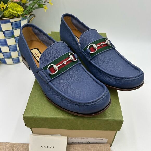 Men’s Gucci, web leather horse bit loafers size 13 made in Italy - Picture 1 of 10